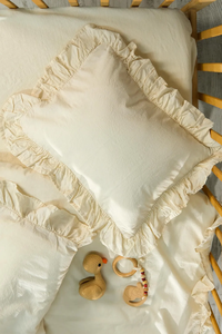 Set di copripiumino 3 pezzi in cotone organico morbido e traspirante modello Vintage biancheria portatile per bambini culla con volant per il sonno dei bambini - Product Image 3