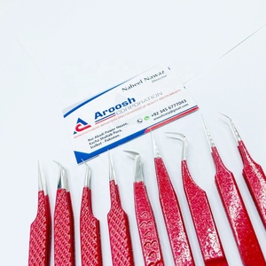 Wholesale Professional Eyelash Tweezers Set <b>Red</b> Color <b>Glitter</b> Diamond Heart Grip Custom Logo Sustainable Steel Fiber Tip Eyelash - Product Image 4