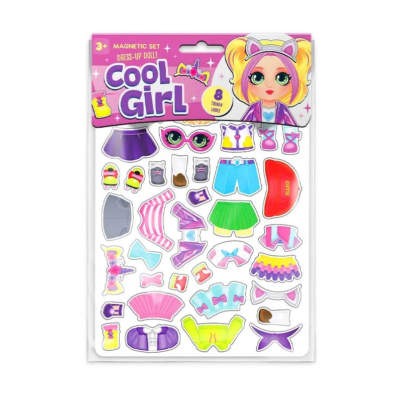 Le meilleur cadeau pour les filles Ensemble de jeu magnétique Cool Girl Dress Up Doll Young And Beautiful Girl Stickers
