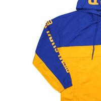Veste Anorak Sigma Gamma Rho SGRho Bleu Royal Doré 100% Polyester Logo Brodé Imperméable Hiver Sororité Vie Grecque