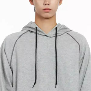 Sweat à capuche pour homme de haute qualité pour les acheteurs en gros avec cordon de serrage pour la capuche / Couleur unie avec logo personnalisé Conception à manches longues - Product Image 2