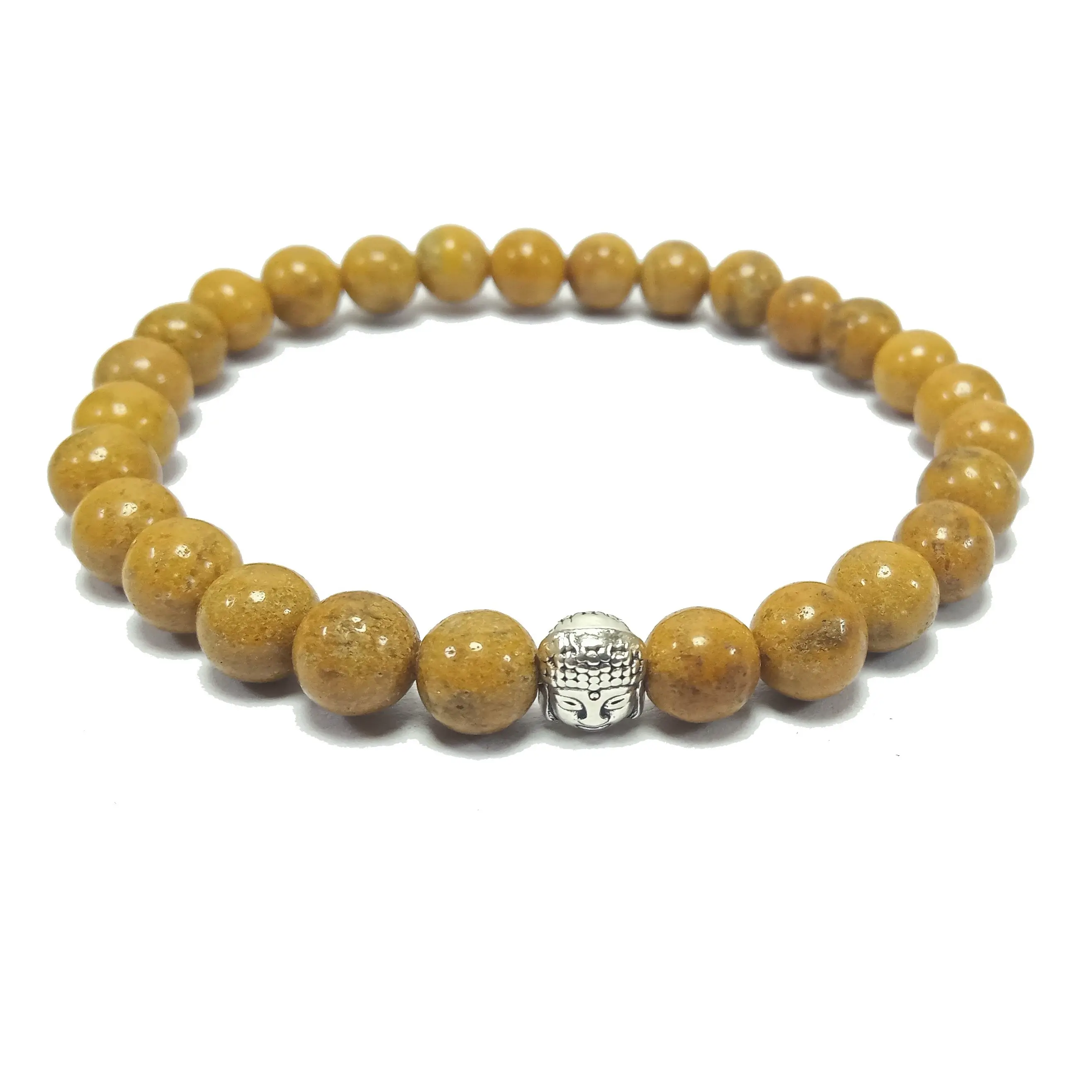 Bracelet jaspe jaune perles de bouddha Bracelet en pierre cristal pierres précieuses bijoux de mode hommes et femmes cadeau énergie méditation