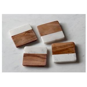 Modern Solid Wooden Square Saucer <b>Black</b> Walnut resin Wood <b>Coaster</b> with Table Holder for Tea Kitchen Home Insulation Pad Mat - Product Image 3