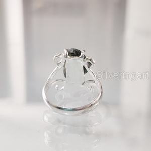 Bijoux en pierre brute bague pour femme émeraude naturelle pierre précieuse brute mai pierre de naissance Hippie bague en fil de noël 925 bague en argent Sterling - Product Image 5