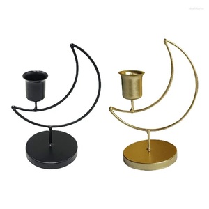 Venta al por mayor caliente en forma de luna creciente candelabro de metal estética decoración del hogar accesorio para Navidad estética - Product Image 3