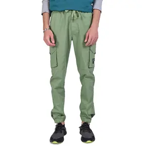 定制优质男士橄榄绿色慢跑货物裤，带拉绳广告侧袋待售