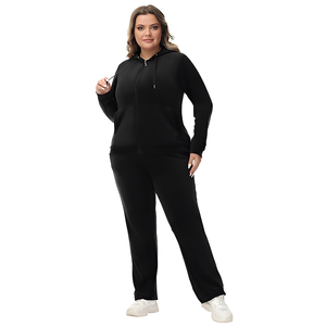 Ensemble de survêtement personnalisé pour femmes 2 pièces grande taille veste à capuche zippée en velours de velours décontracté survêtement et pantalon de survêtement S-5XL - Product Image 5
