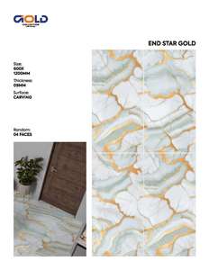 Carreaux de sol émaillés semi-porcelaine 600x1200mm avec sculpture en or à prix réduit - Product Image 3