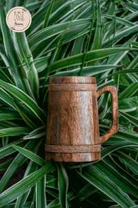 Tasse à café en bois Tasses à bière en acier inoxydable poli Design tendance Poignée de style en bois naturel - Product Image 2