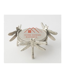 Personnaliser fini maison hôtel organisateur de table sous-verres en métal coulée aluminium métal argent fini roulette - Product Image 1