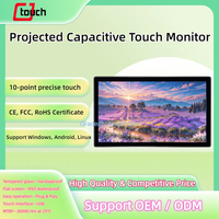 Monitor layar sentuh tahan air Panel layar kapasitif 21.5 inci sensitivitas tinggi industri