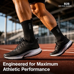 Chaussettes de travail mi-montantes de compression avec soutien de la voûte plantaire, très élastiques, pour le sport, le basketball et l'athlétisme, vente en gros - Product Image 4
