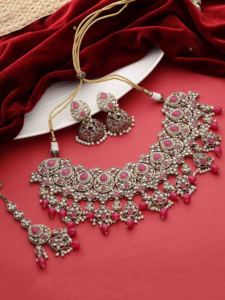 Joyería nupcial AD inversa, collar de forma ovalada AD inversa, collar indio tradicional, joyería nupcial de diseñador. - Product Image 2