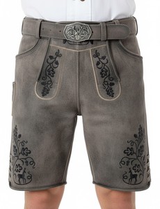 Tenue Courte Marron pour Homme en Daim de Chèvre Respirant, Style Bavarois à Carreaux Oktoberfest, Taille Mi-Haute, Fabriquée en Allemagne - Product Image 2