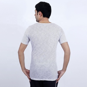 Camiseta de media manga de alta calidad para hombre tela de punto de verano transpirable con cuello redondo estampado personalizado con logotipo bordado - Product Image 6