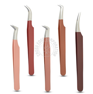 Custom Fiber Tip Eyelash Extension Tweezer 90 degree Pointed Tip Stainless Steel Precision Curved Isolation <b>Tool</b> for Lash Artist - Product Image 1