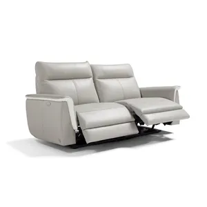 Best Italian Three Seater Sofa with Two Electric Recliner Two Motors Sofa Leather Upholstery