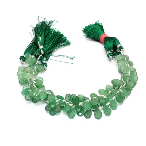 Quartz Fraise AAA 8x12mm Perles Briolette Facettées en Forme de Poire, Quartz Vert Naturel, Pierre Semi-Précieuse, Perles de Coupe Fantaisie pour Bijoux - Product Image 3