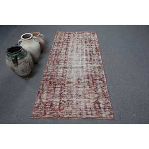 พรมตุรกีวินเทจ ขนาด 3.1x6.5 ฟุต (93x198 ซม.) พรมลายปะติดสีแดง - Product Image 1