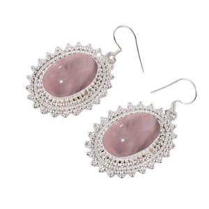 เครื่องประดับสตรี 925 เงินสเตอร์ลิงต่างหูห้อยด้วยพลอยโรสควอตซ์อุปกรณ์เสริมแฟชั่นสําหรับสาวๆ - Product Image 1