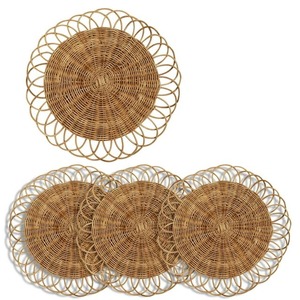 Nuevos posavasos florales de ratán y cargador de ratán y vajilla al mejor precio de fabricación artesanal - Product Image 1