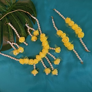 Stylish Mehndi Flower Jewelry Handmade Bridal <b>Set</b> with <b>Necklace</b> Earrings Tikka Ring <b>and</b> Rose <b>Bracelet</b> - Product Image 4