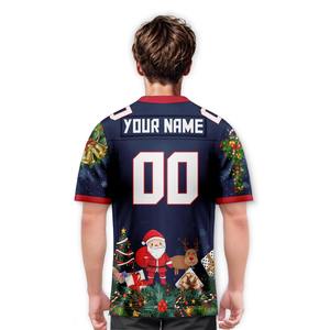 2025 Custom <b>Christmas</b> American Football Jersey for Men Navy-Red with Printed Team Name and Number Short Sleeve Sports Set - Product Image 2
