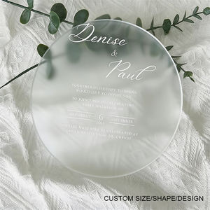 Cartes <span class=keywords><strong>d</strong></span>'<span class=keywords><strong>invitation</strong></span> <span class=keywords><strong>de</strong></span> <span class=keywords><strong>mariage</strong></span> personnalisées <span class=keywords><strong>de</strong></span> luxe élégantes en acrylique/plastique brillant/mat <span class=keywords><strong>d</strong></span>écoupées au laser en usine, 100 pièces, thème forêt - Product Image 2