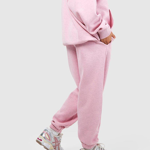 Chándal de lana de algodón personalizado para mujer, conjunto de gimnasio de dos piezas de gran tamaño con logotipo impreso para chándales deportivos de invierno - Product Image 2