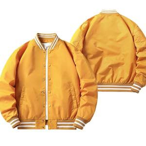 Veste universitaire de couleur unie de qualité supérieure pour hommes, uniforme de baseball ample à la mode, veste bombardier en toile imperméable et coupe-vent, veste décontractée - Product Image 4