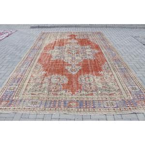 Tapis turc vintage 8,2x13,1 pi (250x400 cm), tapis à carreaux rouges - Product Image 1