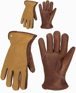Gants de travail en cuir robustes, gants de travail de jardin en cuir de vachette de sécurité pour hommes/femmes, conduite, travaux de jardinage - Product Image 1
