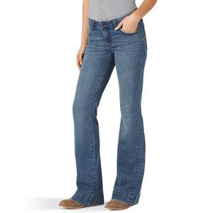 Nouveauté : Pantalon en jean pour femme, très extensible, respirant, élégant, à boutons, coupe évasée, long, taille haute, style décontracté d'été, vente en gros - Product Image 2