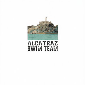 Hand-Drawn Alcatraz <b>Swim</b> Team Long Sleeve <b>T</b>-<b>Shirt</b> <b>Swim</b> & Dive Gear & Accessory - Product Image 2