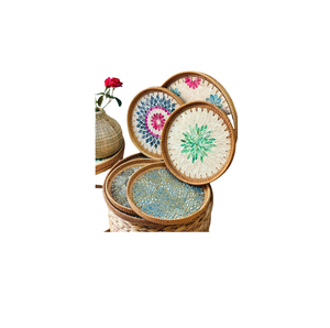 Bandeja decorativa de nácar de ratán hecha a mano de fábrica con tapa de asa para regalo de vacaciones hogar Hotel decoración fiesta boda - Product Image 2