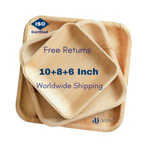 2023 Top Selling Eco-Friendly <b>Bamboo</b> <b>Disposable</b> Round Dinner <b>Plates</b> and Bowls Palm Leaf Collection for Parties and Weddings - Product Image 1