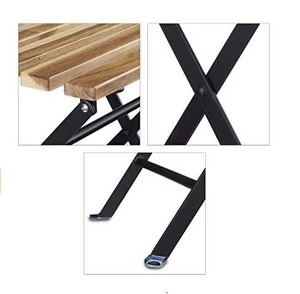 Juego de sillas de mesa de té de madera de hierro informal, Banco de Patio plegable de tres piezas para supermercado, Hospital, escuela, patio, gimnasio al aire libre - Product Image 5