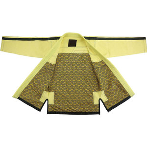 Uniforme de BJJ Amarillo Unisex para Artes Marciales con Ribete Negro, Cinturón con Logotipo Frontal, Transpirable, Ligero, de Secado Rápido, Poliéster/Algodón - Product Image 4