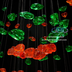Lustre en pierre de verre coloré réglable en hauteur pour hôtels USA Chine EAU Arabie Saoudite Pays du CCG - Product Image 3