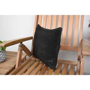 Oreiller Patchwork Kantha en laine noire 14x14 pouces coussin tissé brodé Vintage jeté décoratif en forme de boule rustique pour une utilisation au sol - Product Image 3