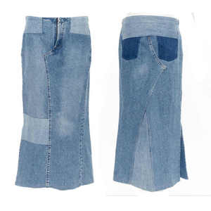 <b>Patchwork</b> Low Waist Denim <b>Skirt</b> for Women - Product Image 5