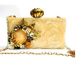 Pochette de boîte en résine noire artisanale indienne pour les femmes à la mode Type personnalisé pochette sacs fourre-tout promotionnels fabriqués en Inde - Product Image 5