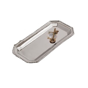 Bandeja de servicio de acero y metal de forma rectangular de diseño clásico de alta tendencia con asa Color de forma de tamaño personalizado - Product Image 4