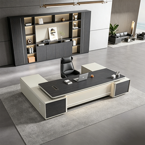 Juego de Escritorio y Silla Ejecutiva de Lujo, Escritorio Moderno para CEO o Jefe, Escritorio Grande para Gerente con Mueble Lateral - Product Image 6