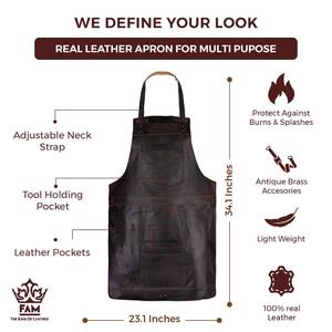 Bavoirs adultes de mode réglables de taille adulte de qualité tablier croisé de dos avec des poches LPN-0062 - Product Image 2