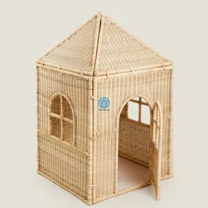 Casa de ratán para decoración de guardería para niños de 2 a 6 años, caja de juguetes de ratán, cestas de ratán naturales creativas para niños hechas en Vietnam