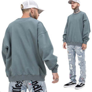 เสื้อสเวตเตอร์คอกลมสีเบจโอเวอร์ไซส์สำหรับผู้ชายทรงหลวมแบบลำลองแขนยาวแบบสวมหัวสไตล์ฮิปฮอปผ้าคอตตอนเนื้อนุ่มผสมสำหรับฤดูใบไม้ร่วง - Product Image 4