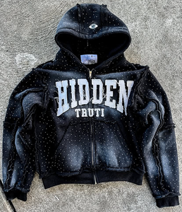 Nouveau Streetwear 100% coton éponge français soleil délavé acide lavage à capuche Patch en détresse broderie Vintage lavé fermeture éclair à capuche - Product Image 3