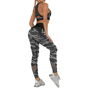 Vêtements de yoga en gros, vêtements de sport décontractés pour femmes, ensembles de sport 2 pièces, ensembles de yoga avec soutien-gorge de sport et leggings imprimés par sublimation - Product Image 3
