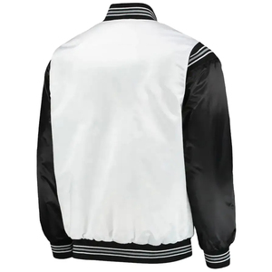 Veste de baseball varsity sur mesure, fabrication professionnelle, vente en gros, devant droit, 100% laine/cuir, toile écologique - Product Image 6